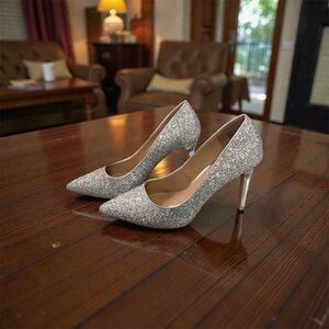 Christian Siriano Silver Glitter Heels